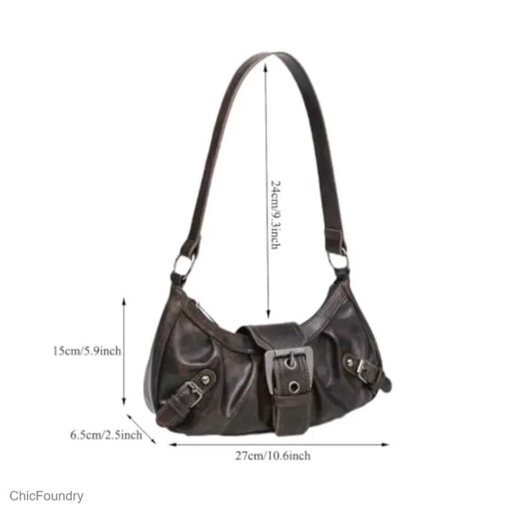 Small Hobo Shoulder Bag with Top Handle, Faux Leather, Zipper Closure